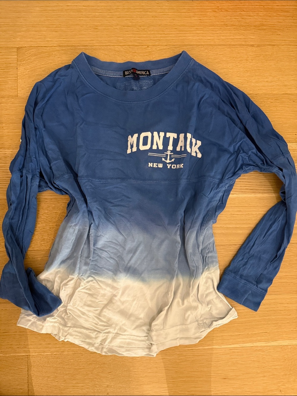 Montauk Blue & White Dip-Dye Long Sleeve Tee - Women
